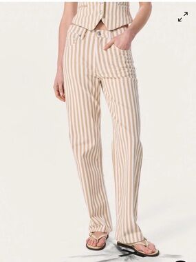 NWT Rag and Bone Shea Relaxed Straight Jeans in the color Tan Stripe, Sz. 27